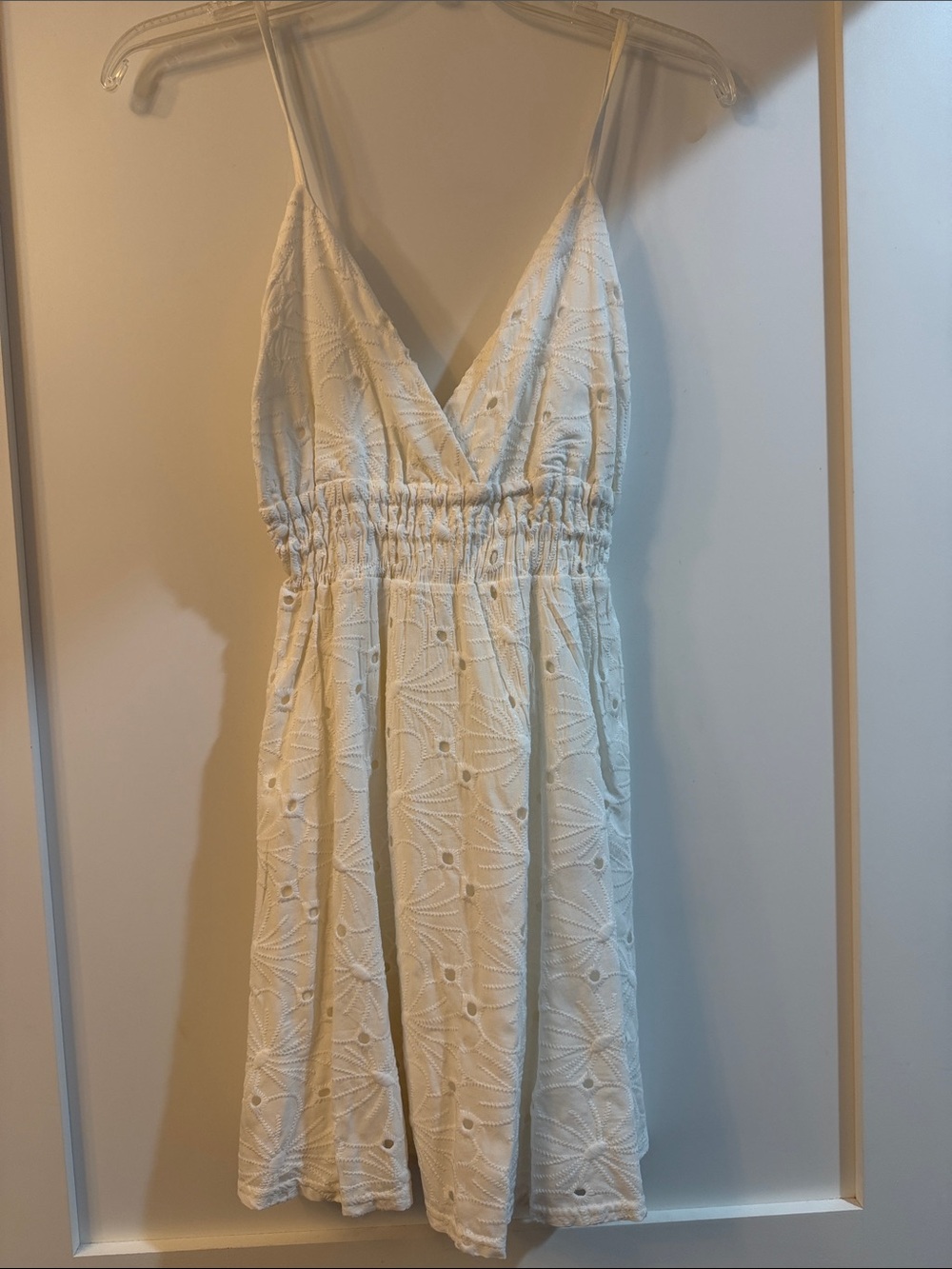 Ocean Drive White Eyelet V-Neck Mini Dress